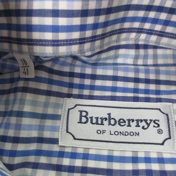 Burberry Long Sleeve Button Down Shirt Mens 18 41 Blue White Comfort Casual - Picture 9 of 13